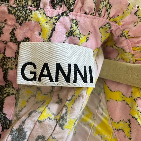 GANNI pink and yellow animal printed midi dress - Picture 2 of 8